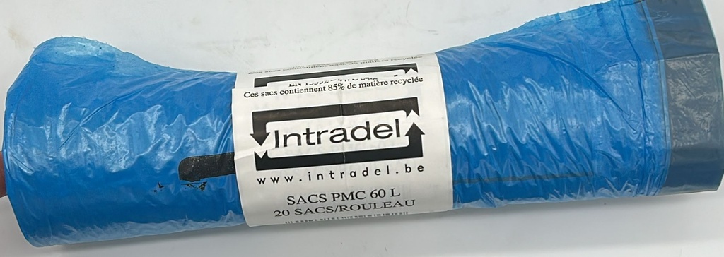 Sac poubelle PMC bleu Liège 60L - 20p