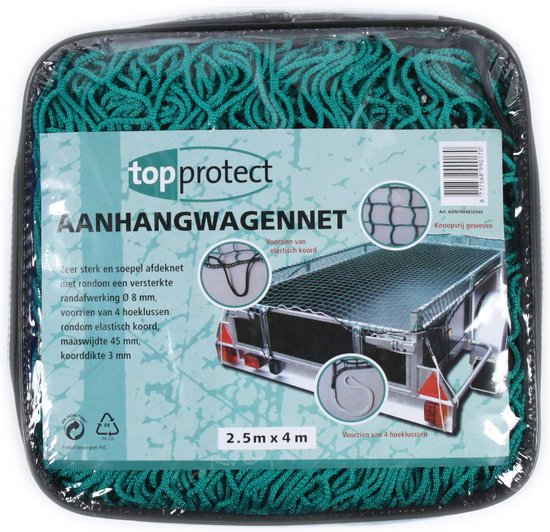 FILET POUR REMORQUE PE 180 G/M2 VERT 2M50 X 4M50 MICROMAILLE