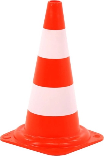 [CHA-14-2-003] CONE 50 CM ORANGE FLUO AVEC BANDE BLANCH
