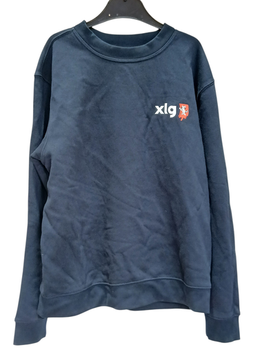 [CHA-52-3-03M] PULL BLEU NAVY - LONGUE MANCHE IMP CŒUR ET DOS - M